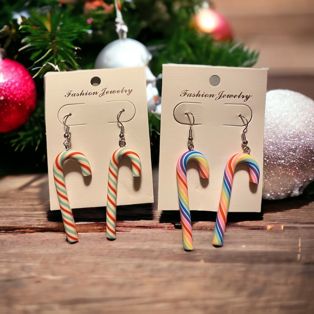 CANDY Cane Dangle Earrings set of 2 pairs (new) - Picture 5 of 9